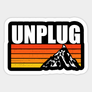 UNPLUG Vintage Retro Sunset Brown Orange Colors Sticker